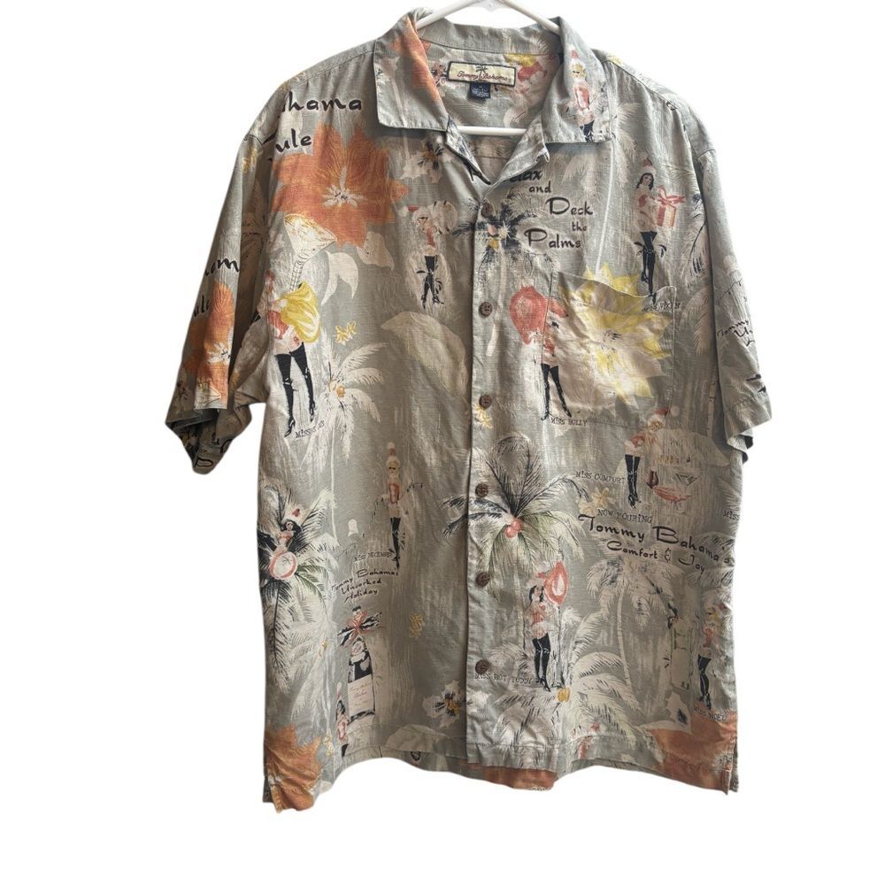 Tommy Bahama 100% Silk M Cool Yule Hawaiian Shirt Christmas Holiday Vixen Rare